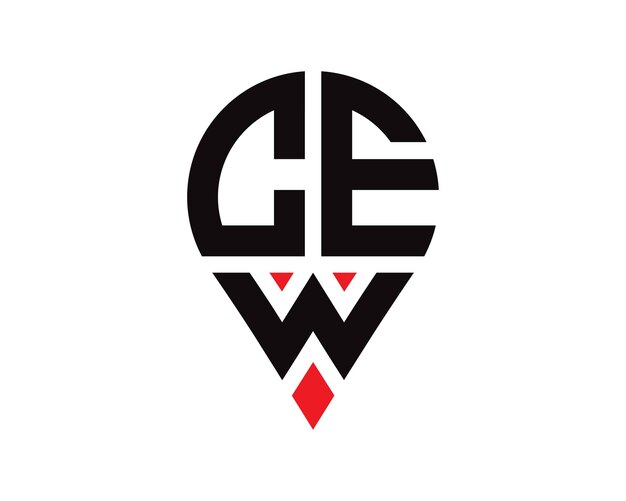 Diseño del logotipo de la ubicación de la letra CEW Diseño simple del logotipo de la ubicación de la letra CEW