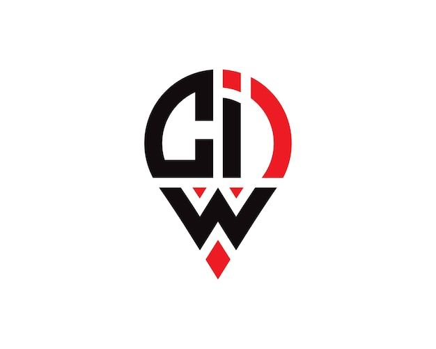 Diseño del logotipo de la ubicación de la letra CIW Diseño simple del logotipo de la ubicación de la letra CIW