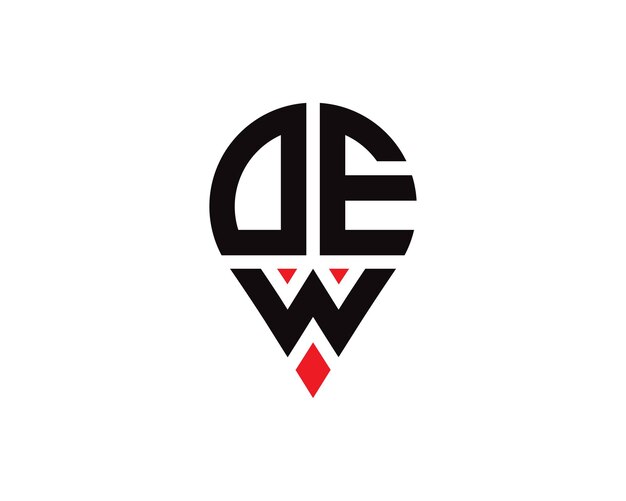 Diseño del logotipo de la ubicación de la letra DEW Diseño simple del logotipo de la ubicación de la letra DEW