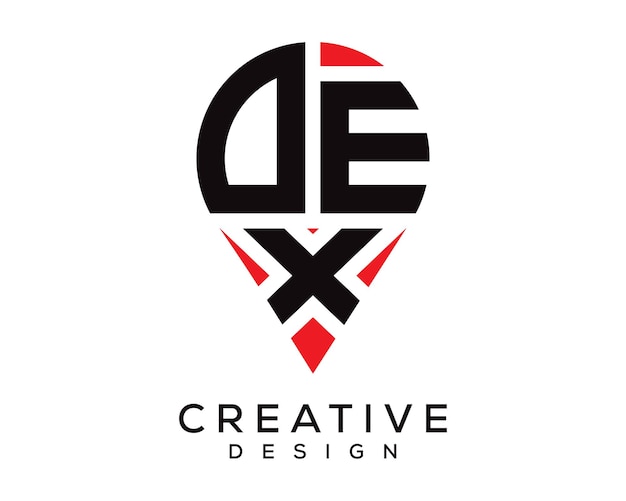 Diseño del logotipo de la ubicación de la letra DEX