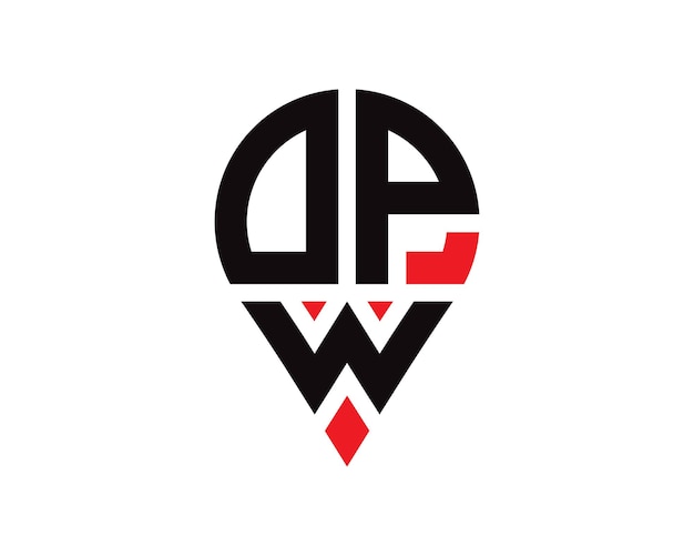 Diseño del logotipo de la ubicación de la letra DPW Diseño simple del logotipo de la ubicación de la letra DPW