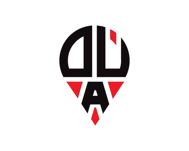 Diseño del logotipo de la ubicación de la letra DUA