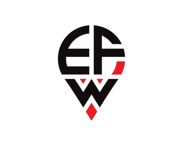 Diseño del logotipo de la ubicación de la letra EFW Diseño simple del logotipo de la ubicación de la letra EFW