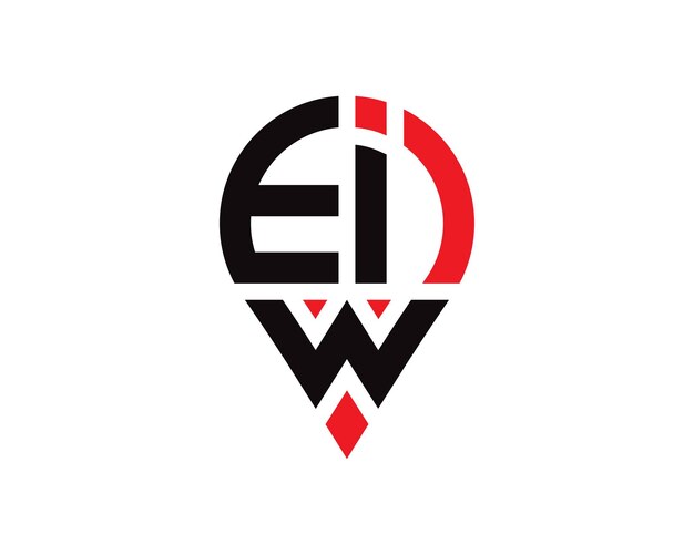 Diseño del logotipo de la ubicación de la letra EIW Diseño simple del logotipo de la ubicación de la letra EIW