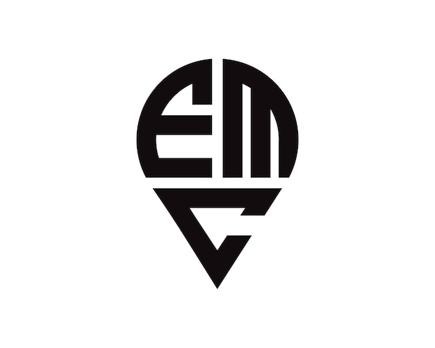 Diseño del logotipo de la ubicación de la letra EMC