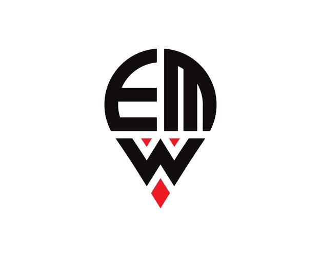 Diseño del logotipo de la ubicación de la letra EMW Diseño simple del logotipo de la ubicación de la letra EMW