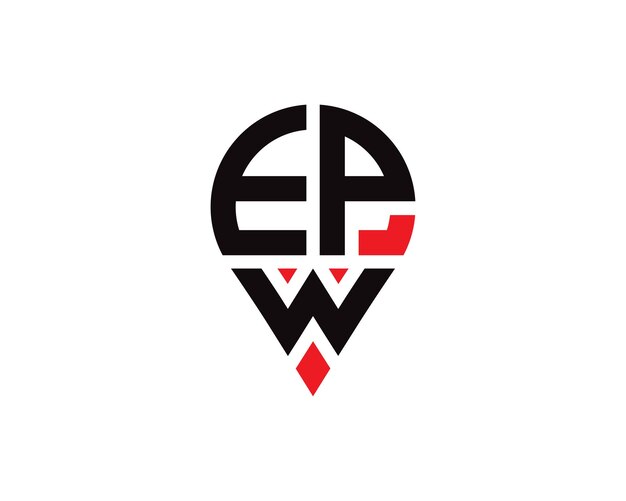 Diseño del logotipo de la ubicación de la letra EPW Diseño simple del logotipo de la ubicación de la letra EPW