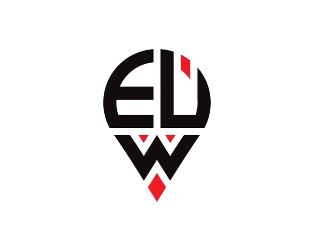 Diseño del logotipo de la ubicación de la letra EUW Diseño simple del logotipo de la ubicación de la letra EUW