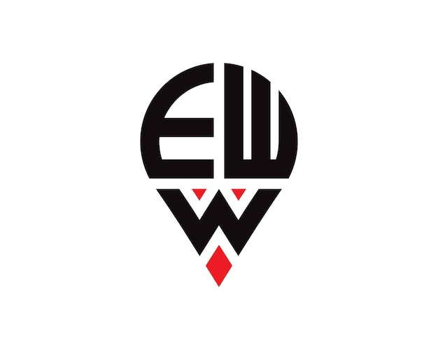 Diseño del logotipo de la ubicación de la letra EWW Diseño simple del logotipo de la ubicación de la letra EWW