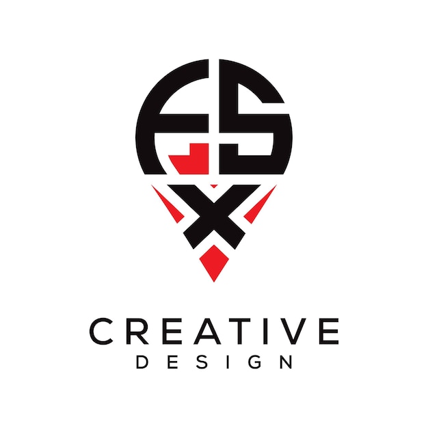 diseño del logotipo de la ubicación de la letra de la forma de FSX