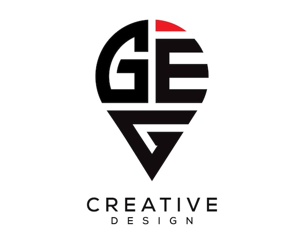 Diseño del logotipo de la ubicación de la letra GEG