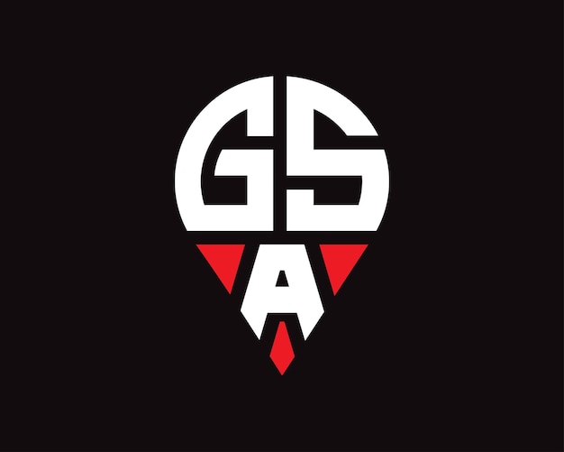 Diseño del logotipo de la ubicación de la letra GSA