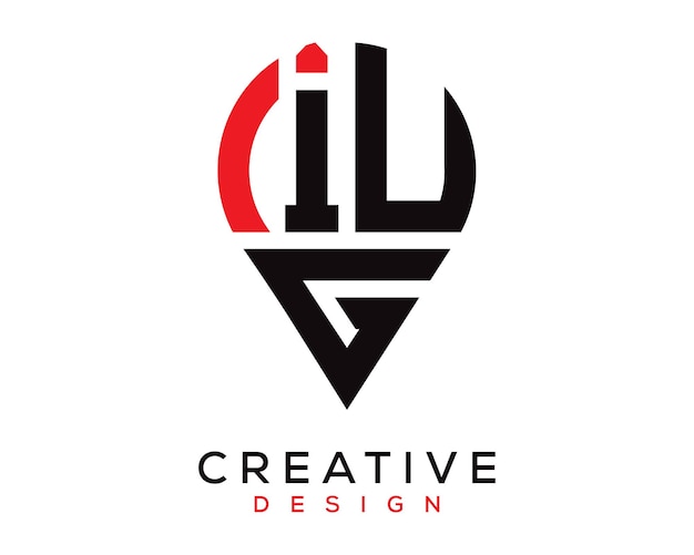 Diseño del logotipo de la ubicación de la letra IUG