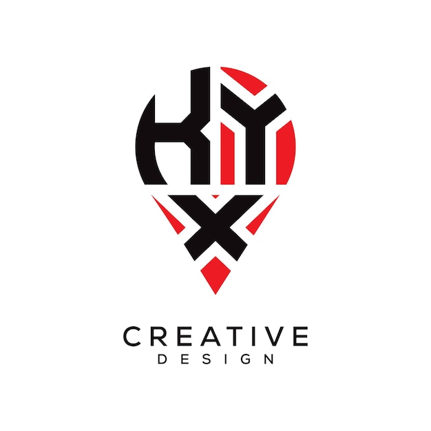Diseño del logotipo de la ubicación de la letra KYX