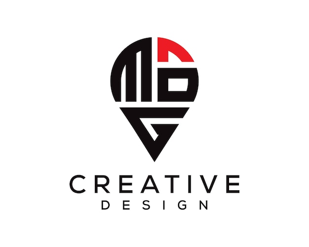 Diseño del logotipo de la ubicación de la letra MOG