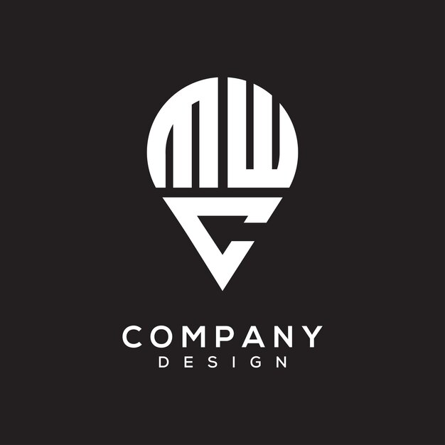 Diseño del logotipo de la ubicación de la letra MWC