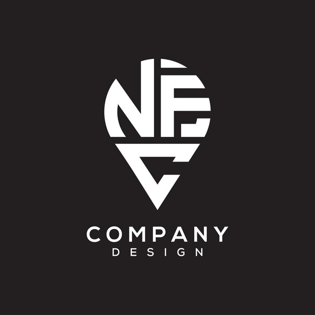 Diseño del logotipo de la ubicación de la letra NFC
