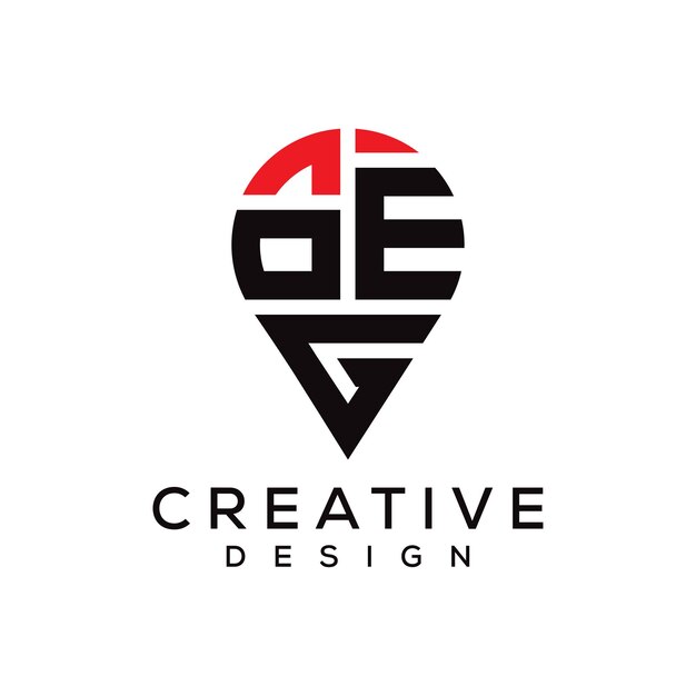 Diseño del logotipo de la ubicación de la letra OEG