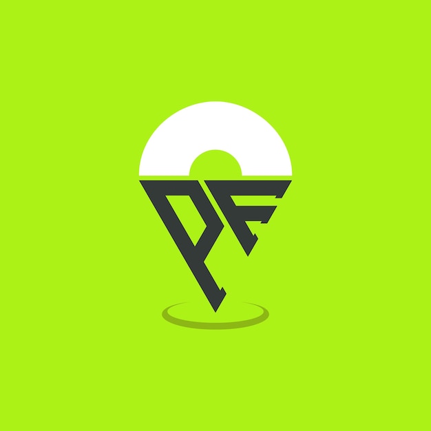 Diseño del logotipo de la ubicación de la letra PF Iniciales modernas Logotipo PF Pinpoint para aplicaciones de mapas de navegación y negocios basados en la ubicación