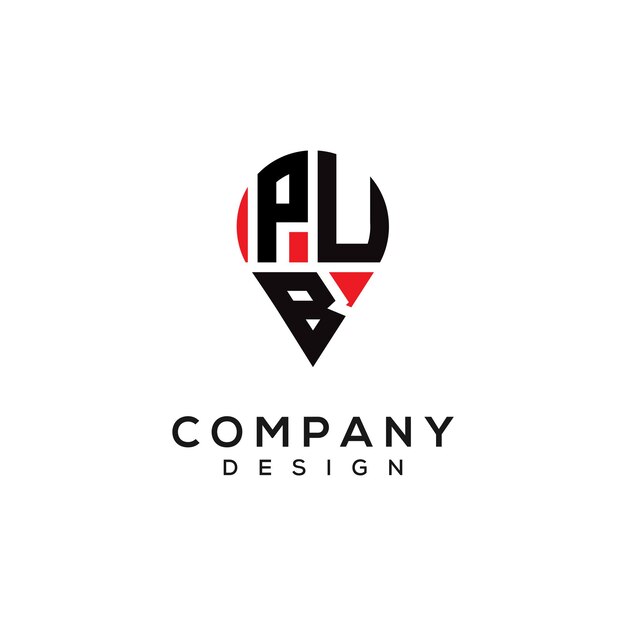 Diseño del logotipo de la ubicación de la letra PUB