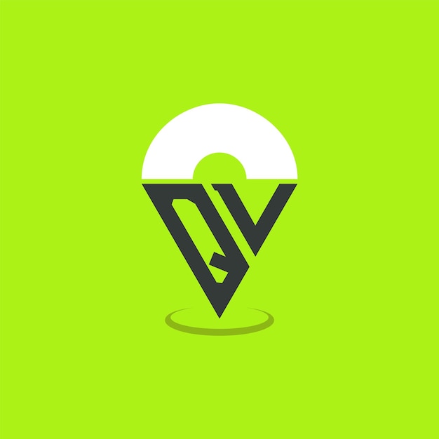Diseño de logotipo de ubicación de letra QV Iniciales modernas Logotipo QV Pinpoint para aplicaciones de mapas de navegación y negocios basados en la ubicación