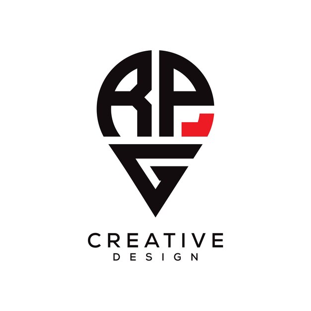 Diseño del logotipo de la ubicación de la letra RPG