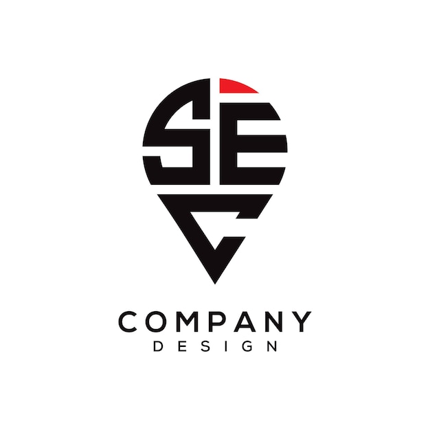 Diseño del logotipo de la ubicación de la letra SEC