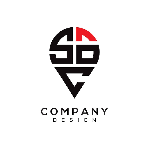 Diseño del logotipo de la ubicación de la letra SOC