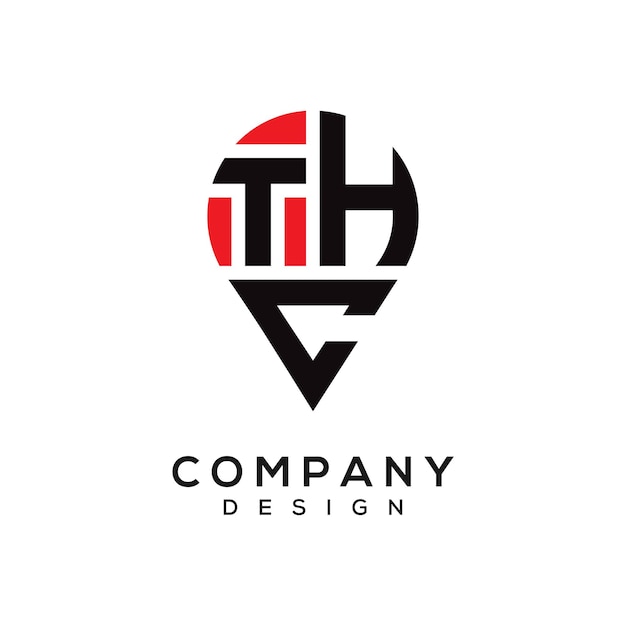 El diseño del logotipo de la ubicación de la letra THC