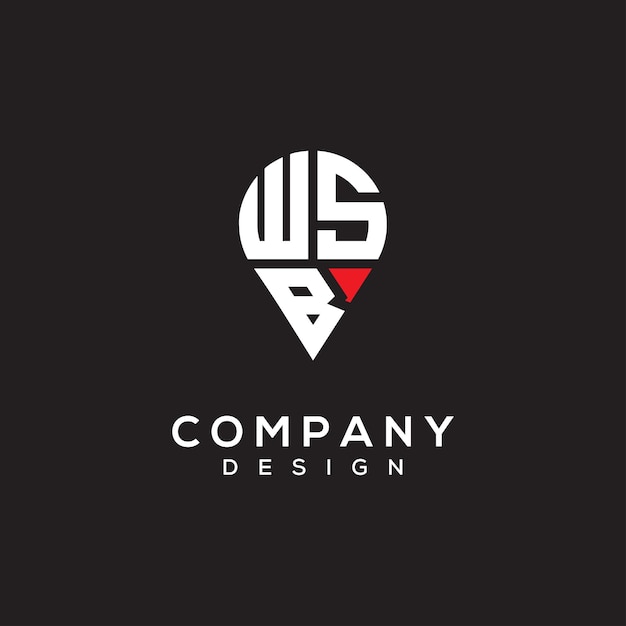 Diseño del logotipo de la ubicación de la letra WSB