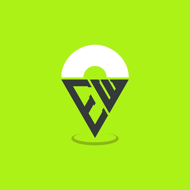 Diseño de logotipo de ubicación de letras modernas EW Pinpoint Logotipo para aplicaciones de mapas de navegación y negocios basados en la ubicación