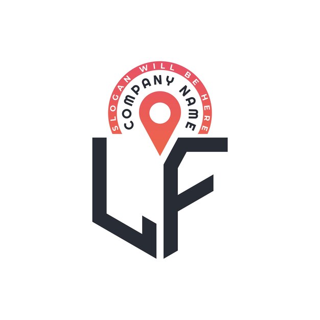 Diseño de logotipo de ubicación de LF para reclutamiento de recursos humanos y carta de navegación Logotipo de LF con icono de ubicación para negocios y tecnología