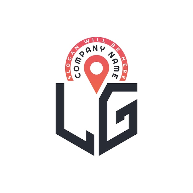 Diseño de logotipo de ubicación de LG para reclutamiento de recursos humanos y carta de navegación Logotipo de LG con icono de ubicación para negocios y tecnología
