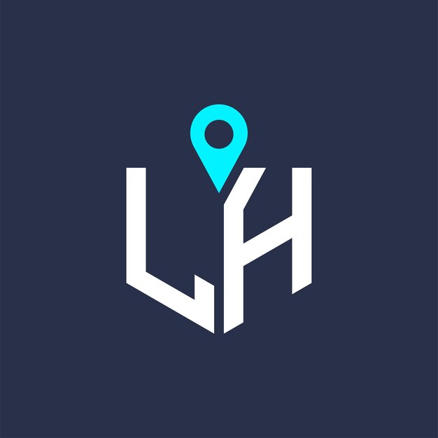 Diseño del logotipo de ubicación de LH para reclutamiento y navegación Letra Icono vectorial del logotipo LH
