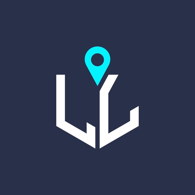 Diseño de logotipo de ubicación de LL para reclutamiento y navegación Carta Icono vectorial del logotipo de LL