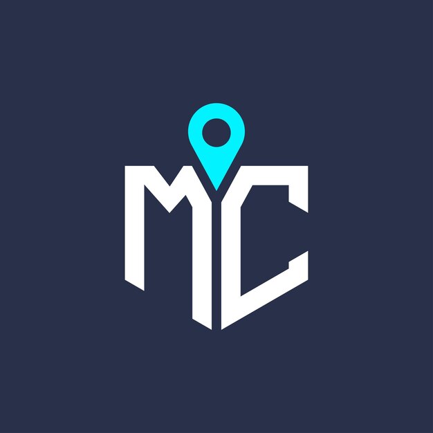 Diseño de logotipo de ubicación de MC para reclutamiento y navegación Carta icono vectorial de logotipo MC
