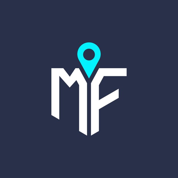Diseño del logotipo de la ubicación de MF para el reclutamiento y la navegación Letra Icono vectorial del logotipo MF