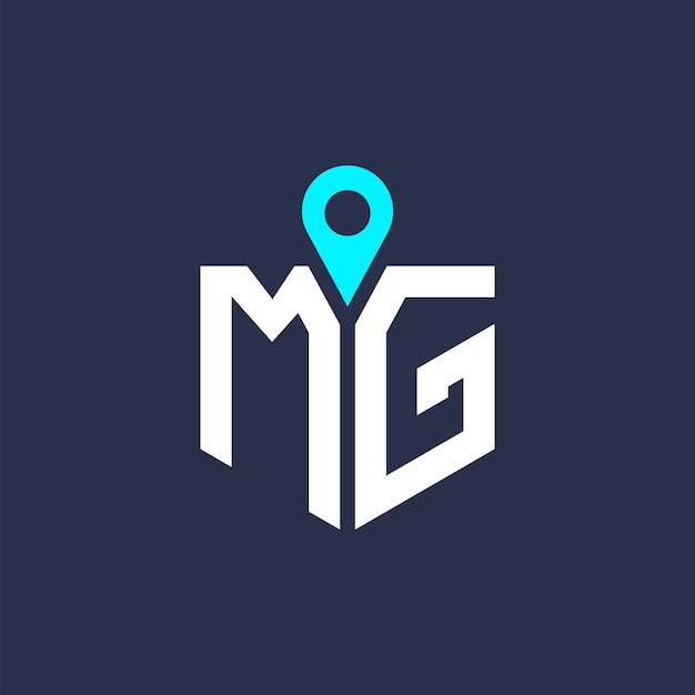 Diseño del logotipo de la ubicación de MG para el reclutamiento y la navegación Carta Icono vectorial del logotipo MG