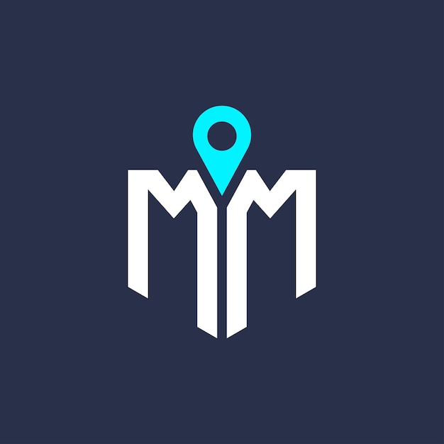Diseño del logotipo de la ubicación de MM para el reclutamiento y la navegación Letra Ícono vectorial del logotipo MM