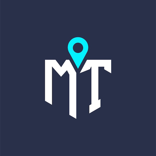 Diseño del logotipo de la ubicación de MT para el reclutamiento y la navegación Carta Icono vectorial del logotipo MT