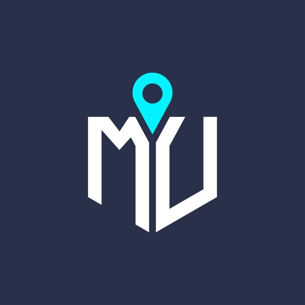 Diseño del logotipo de la ubicación de MU para el reclutamiento y la navegación Carta Icono vectorial del logotipo MU