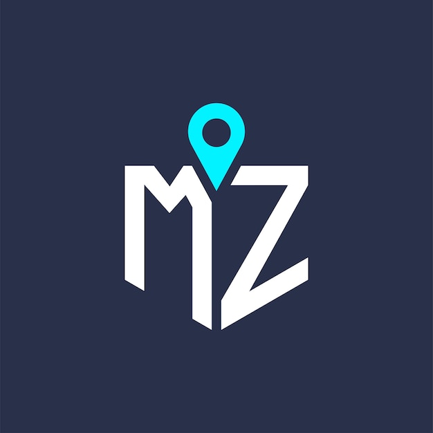 Diseño del logotipo de la ubicación de MZ para el reclutamiento y la navegación Letra Icono vectorial del logotipo MZ
