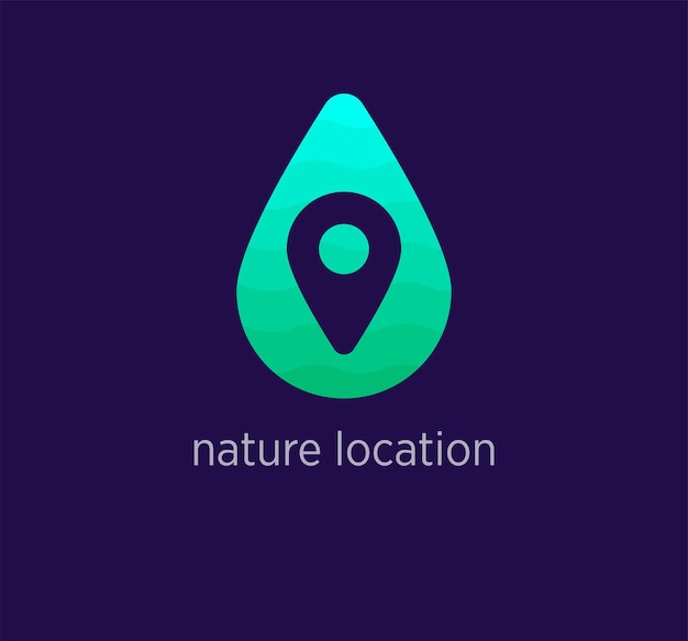 Diseño de logotipo de ubicación de naturaleza única Diseño moderno color Gota de agua y plantilla de logotipo de ubicación