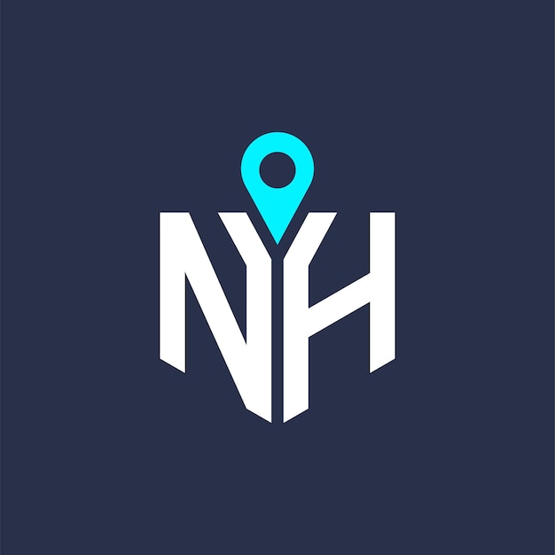 Diseño del logotipo de la ubicación de NH para el reclutamiento y la navegación Letra Ícono vectorial del logotipo NH