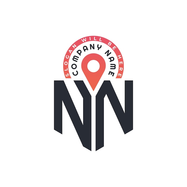 Diseño del logotipo de la ubicación de NN para el reclutamiento de recursos humanos y la navegación Letra Logotipo de NN con icono de ubicación para negocios y tecnología