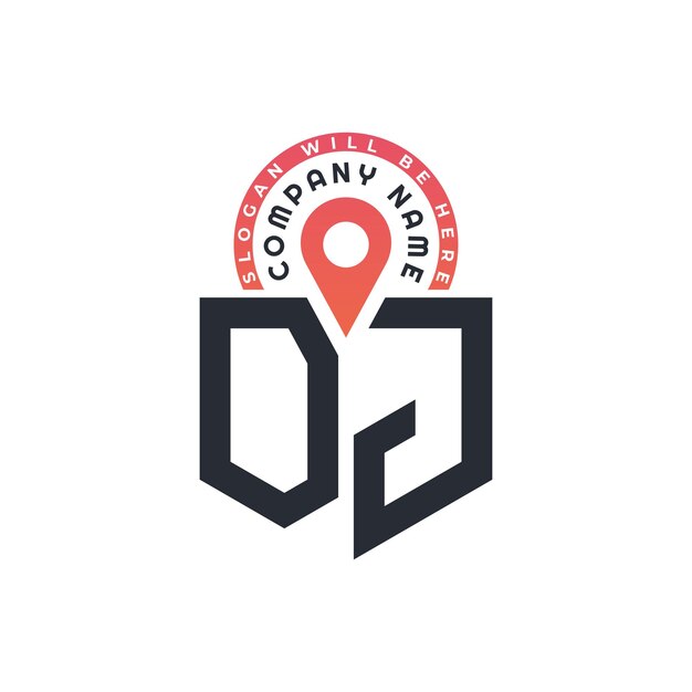 Diseño del logotipo de la ubicación de OJ para el reclutamiento de recursos humanos y la carta de navegación Logotipo de OJ con icono de ubicación para negocios y tecnología