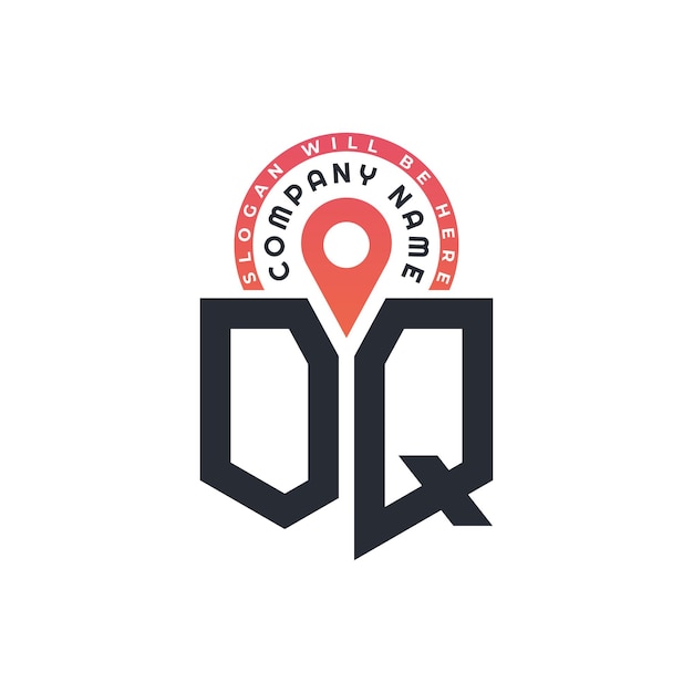 Diseño del logotipo de ubicación de OQ para el reclutamiento de recursos humanos y la carta de navegación Logotipo de OQ con icono de ubicación para negocios y tecnología