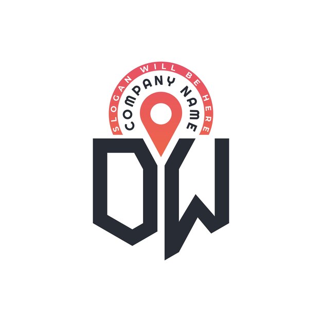 Diseño de logotipo de ubicación de OW para reclutamiento de recursos humanos y carta de navegación Logotipo de OW con icono de ubicación para negocios y tecnología