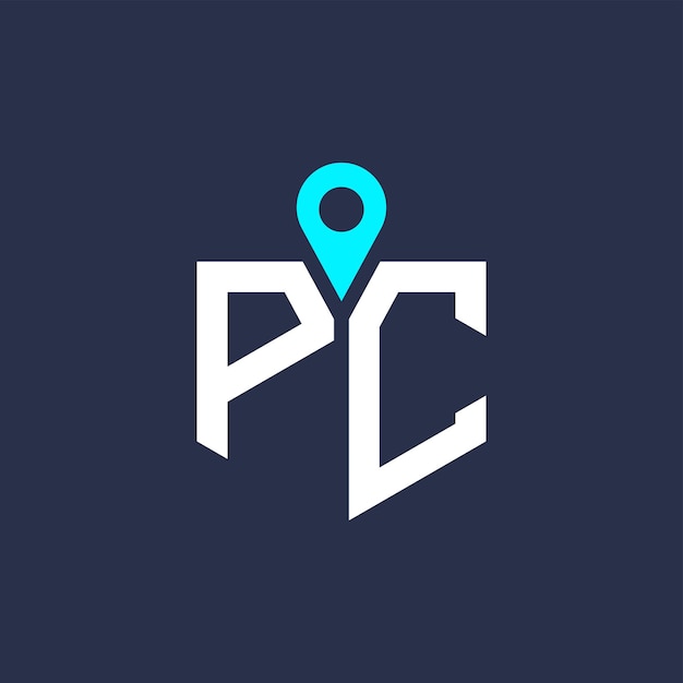 Diseño del logotipo de la ubicación del PC para el reclutamiento y la navegación Carta Icono vectorial del logotipo del PC