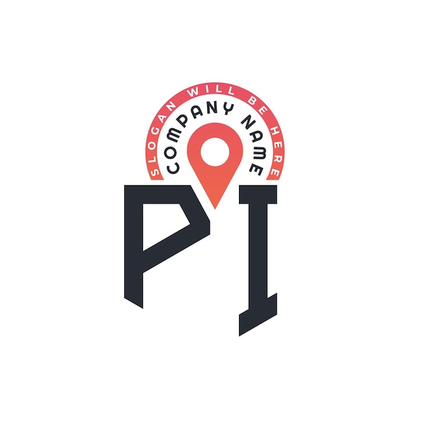 Diseño de logotipo de ubicación de PI para reclutamiento de recursos humanos y carta de navegación Logotipo de PI con icono de ubicación para negocios y tecnología